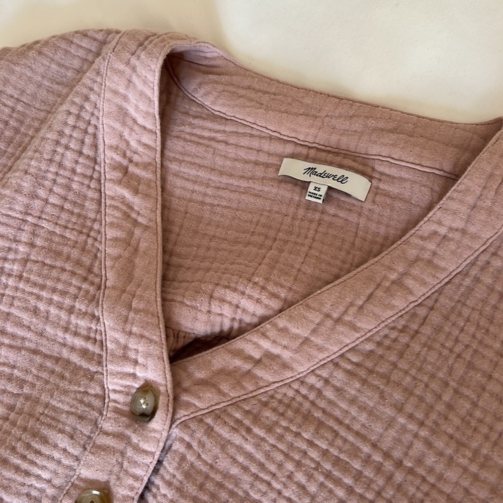 Madewell gauzey long sleeve top in light mauve size xs